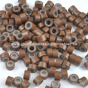 Medium brown 5*3*3mm silicone aluminum micro tubes extensions beads